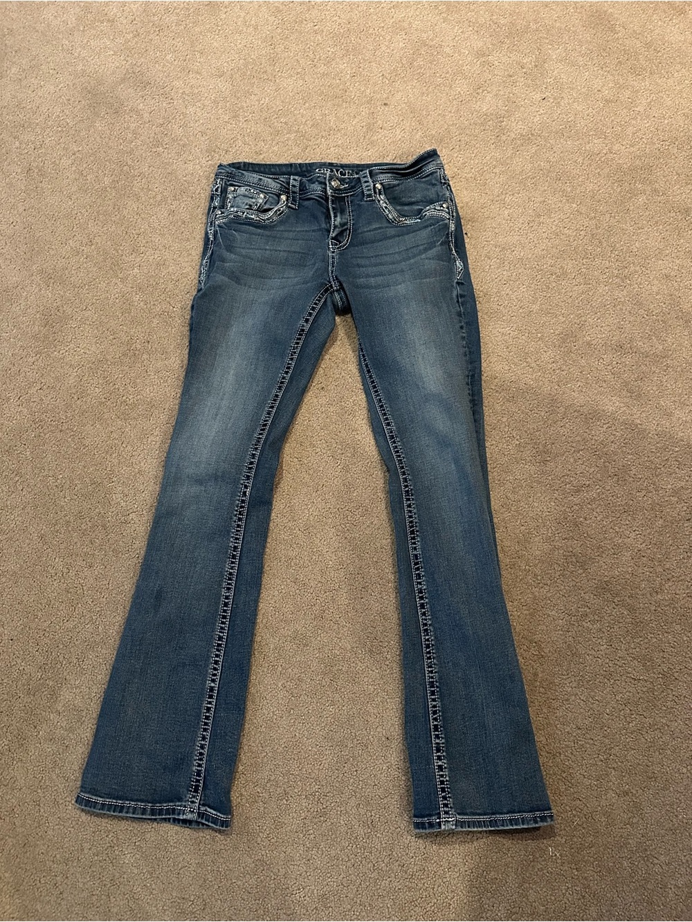 Grace in LA Women's Medium Blue Flare Jeans